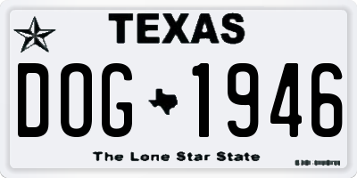 TX license plate DOG1946