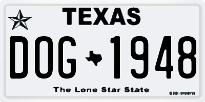 TX license plate DOG1948