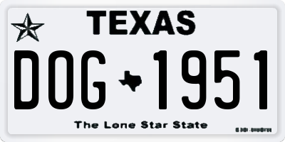 TX license plate DOG1951