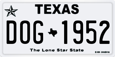 TX license plate DOG1952