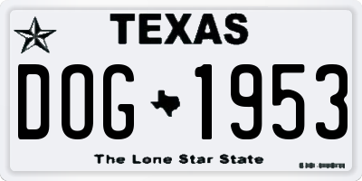 TX license plate DOG1953