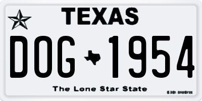 TX license plate DOG1954