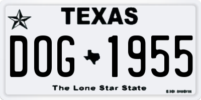 TX license plate DOG1955
