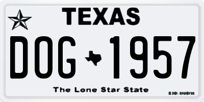 TX license plate DOG1957