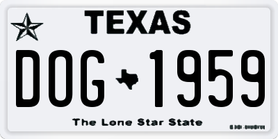 TX license plate DOG1959
