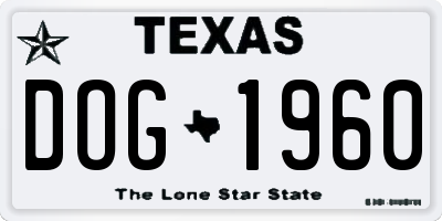 TX license plate DOG1960