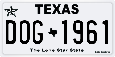 TX license plate DOG1961