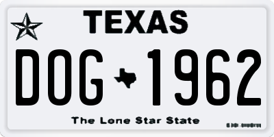 TX license plate DOG1962