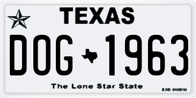 TX license plate DOG1963