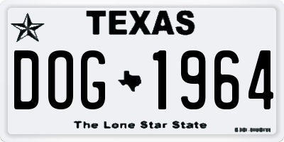 TX license plate DOG1964