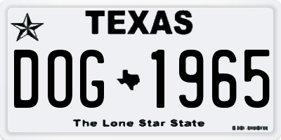 TX license plate DOG1965