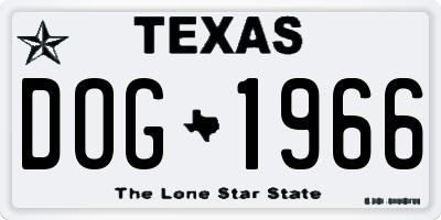 TX license plate DOG1966