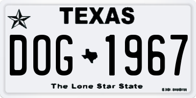 TX license plate DOG1967