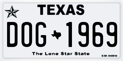 TX license plate DOG1969