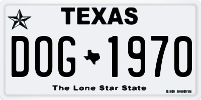 TX license plate DOG1970