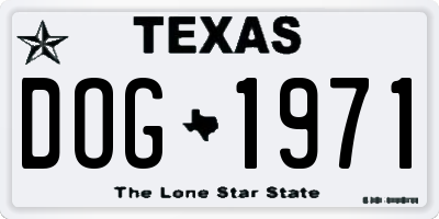 TX license plate DOG1971