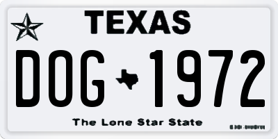 TX license plate DOG1972