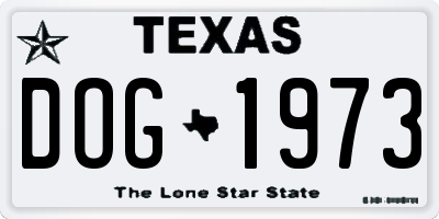 TX license plate DOG1973