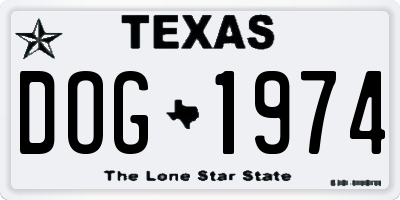 TX license plate DOG1974