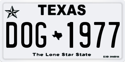 TX license plate DOG1977
