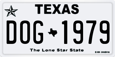 TX license plate DOG1979