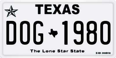 TX license plate DOG1980