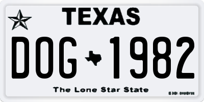 TX license plate DOG1982