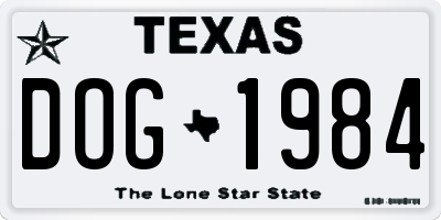 TX license plate DOG1984