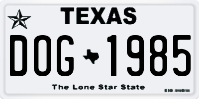 TX license plate DOG1985