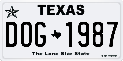 TX license plate DOG1987