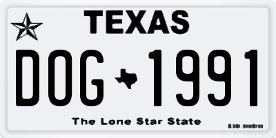 TX license plate DOG1991