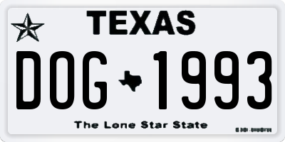 TX license plate DOG1993