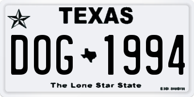 TX license plate DOG1994