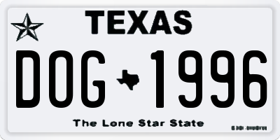 TX license plate DOG1996