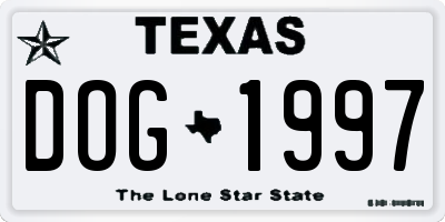TX license plate DOG1997
