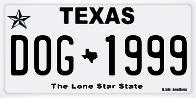 TX license plate DOG1999
