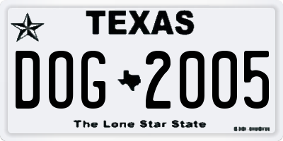 TX license plate DOG2005