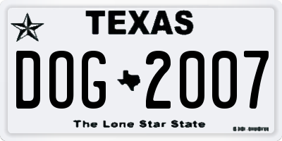 TX license plate DOG2007