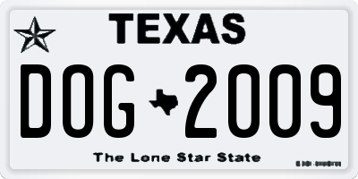 TX license plate DOG2009