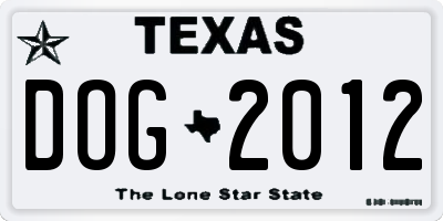 TX license plate DOG2012