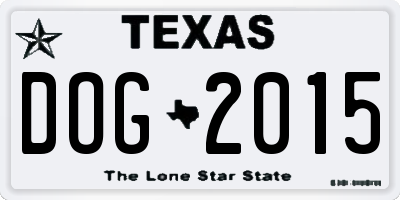 TX license plate DOG2015