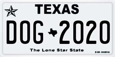 TX license plate DOG2020