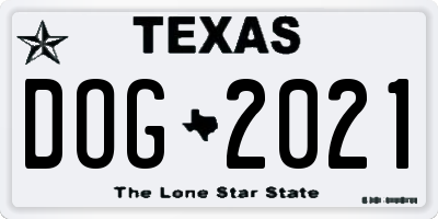 TX license plate DOG2021