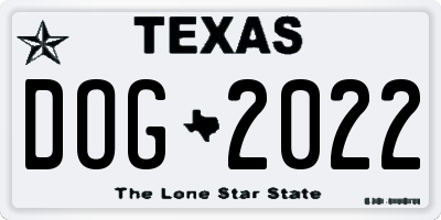TX license plate DOG2022