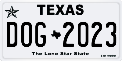 TX license plate DOG2023