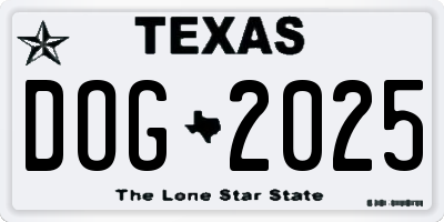TX license plate DOG2025