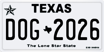 TX license plate DOG2026