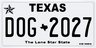 TX license plate DOG2027
