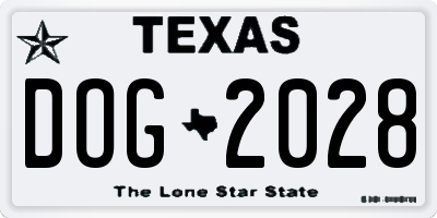 TX license plate DOG2028