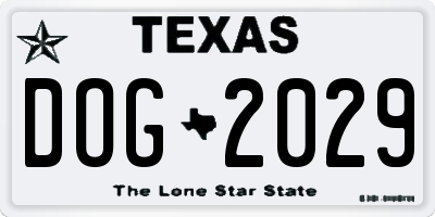 TX license plate DOG2029